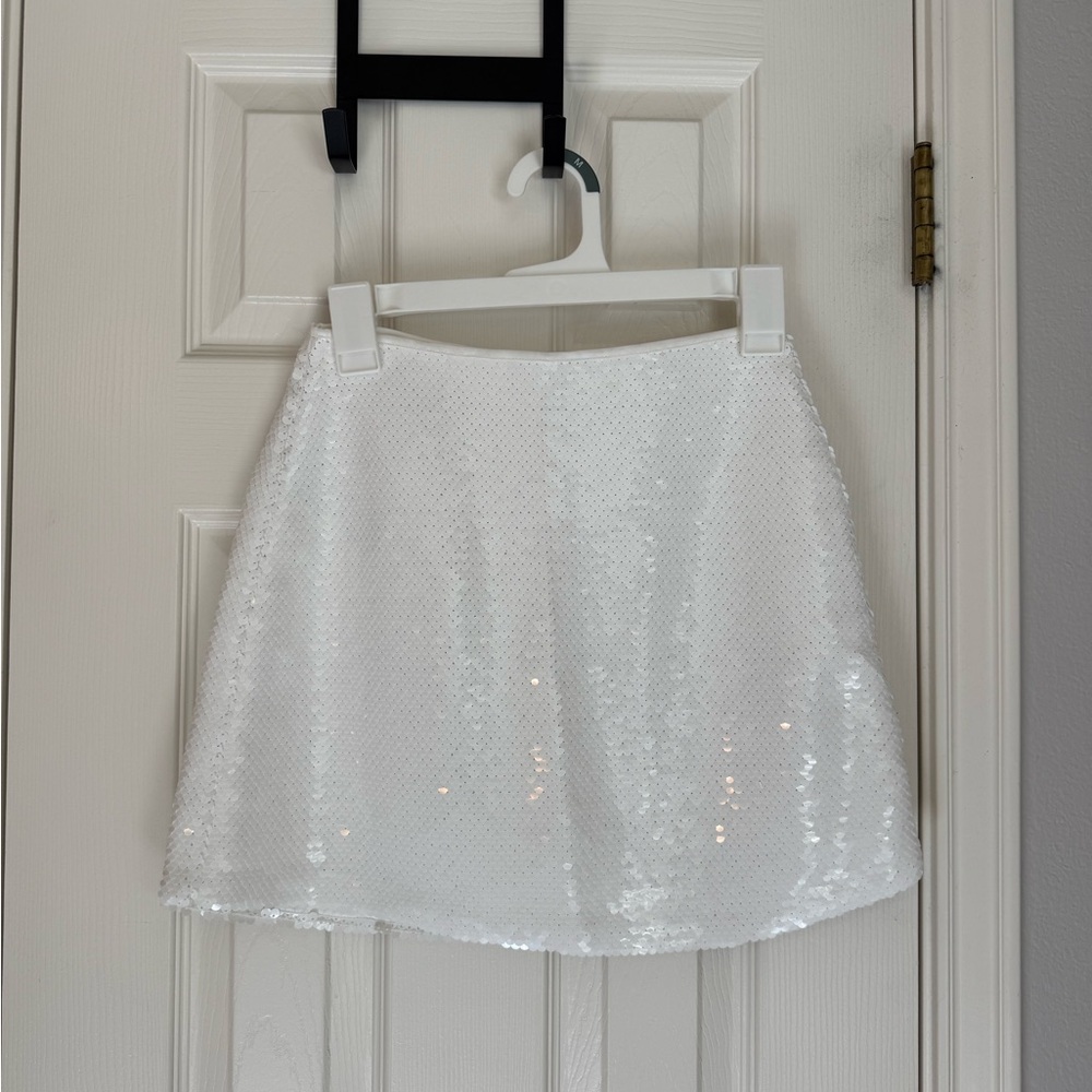 Abercrombie & Fitch White Sequin Mini Skirt